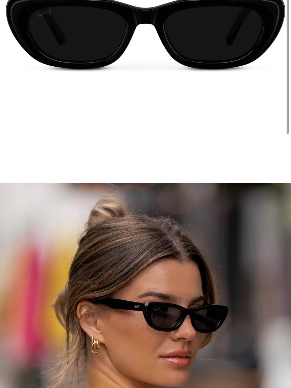 Slim Black Cat-Eye Women's Sunglasses